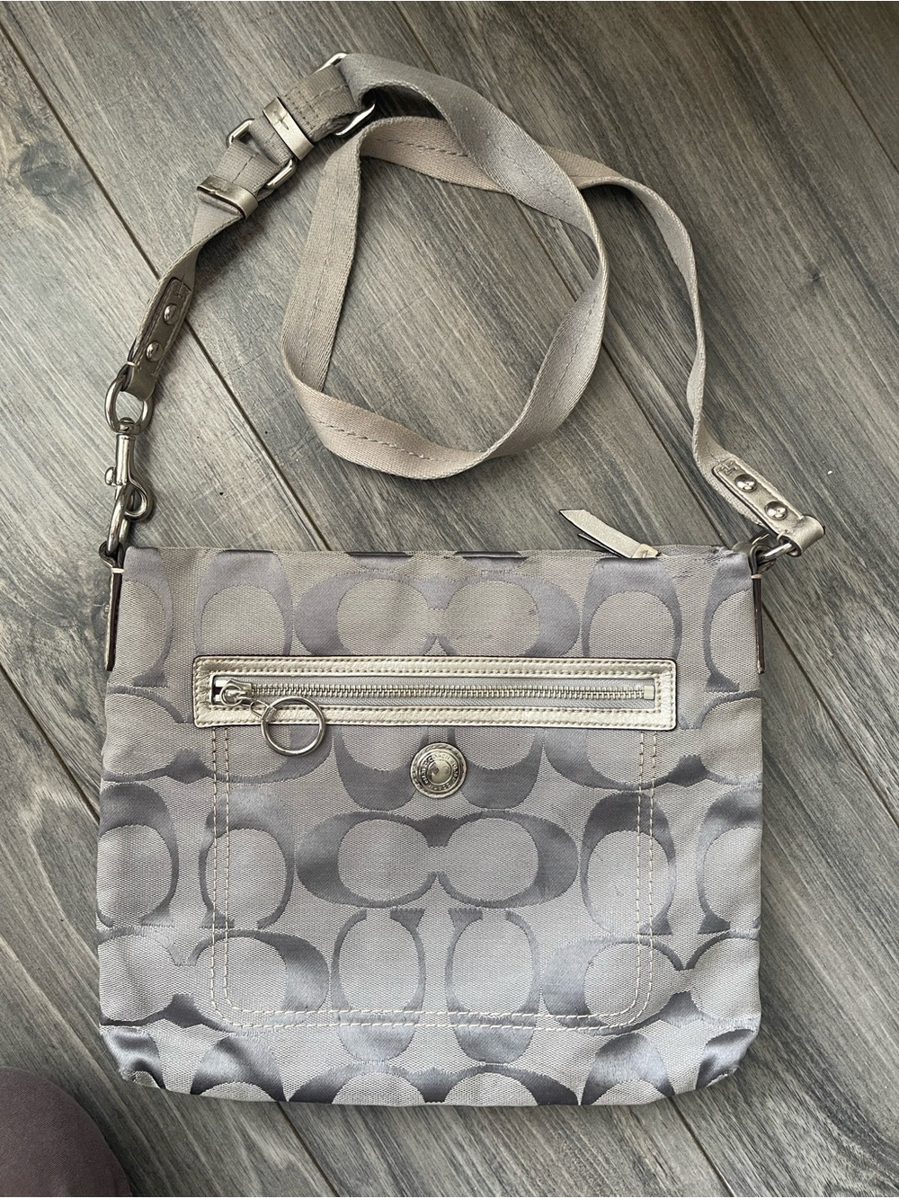Coach Gray Signature Crossbody Shoulder Bag